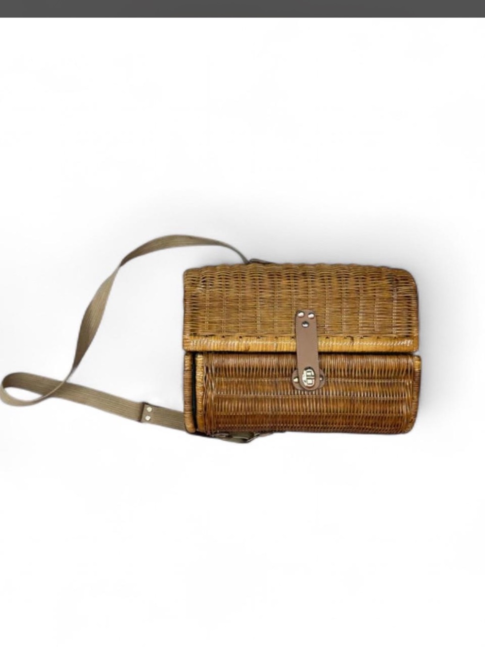 Woven Rattan Crossbody Bag in Natural Brown